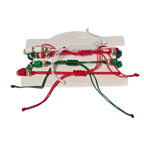 4pcs Woman Christmas Charm Polymer Clay Bead Stretch Bracelet Set - NEW - Picture 2 of 5